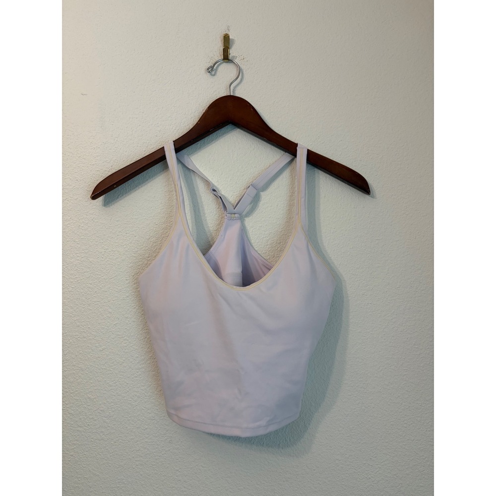 Fabletics Lilac Purple Cropped Tank Top Built-In Bra Adjustable Straps Small